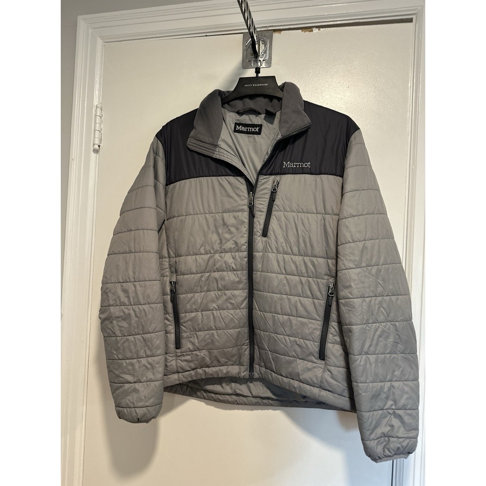 Marmot Calen Prima llightweight colorblock puffer jacket S:M gray black full-zip